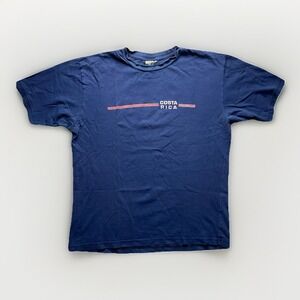 Vintage Morpho Costa Rica T-Shirt Mens Large Blue Tourist Souvenir Distressed